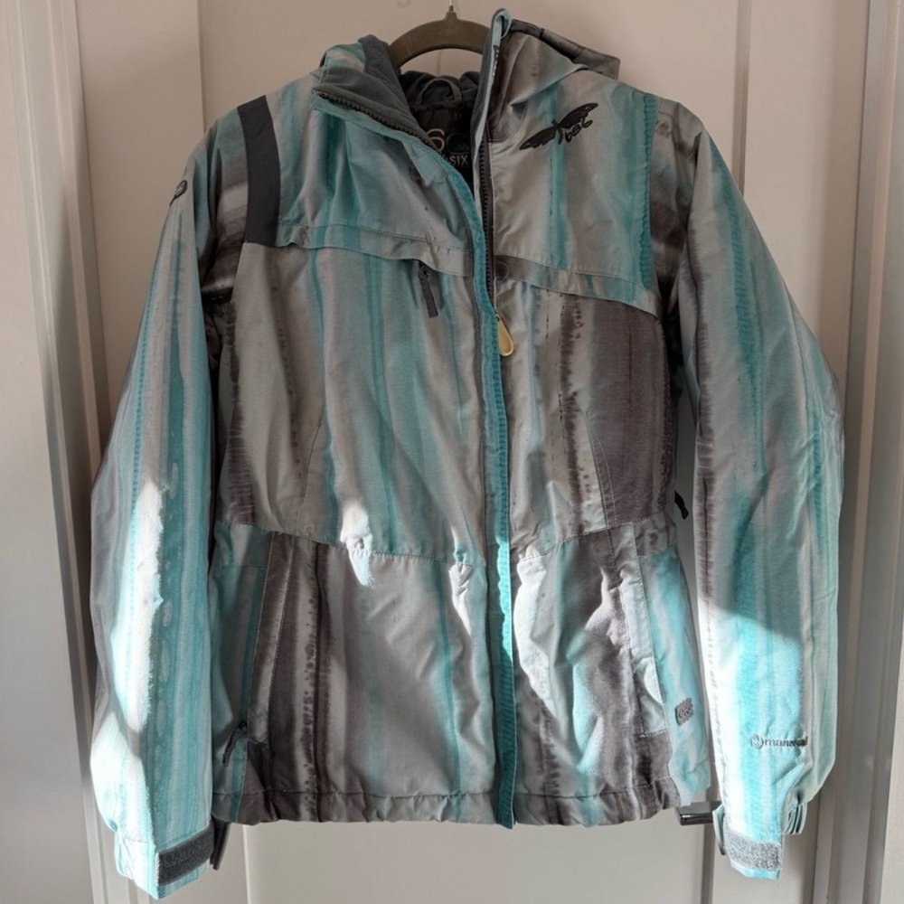 Striped Blue and Gray Hooded Jacket